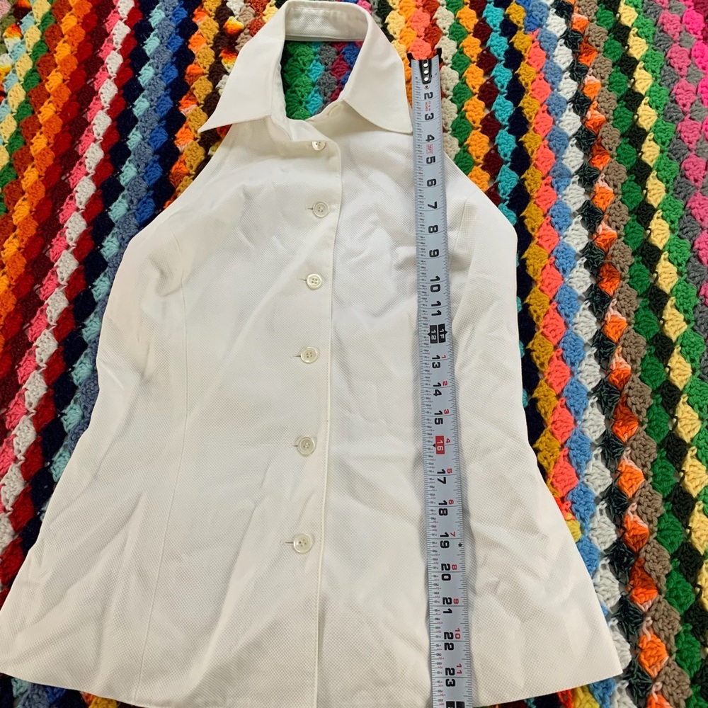 Vintage 1980s Deadstock Michael Kors Collar Button Up Fitted Cotton Halt… - Picture 11 of 15